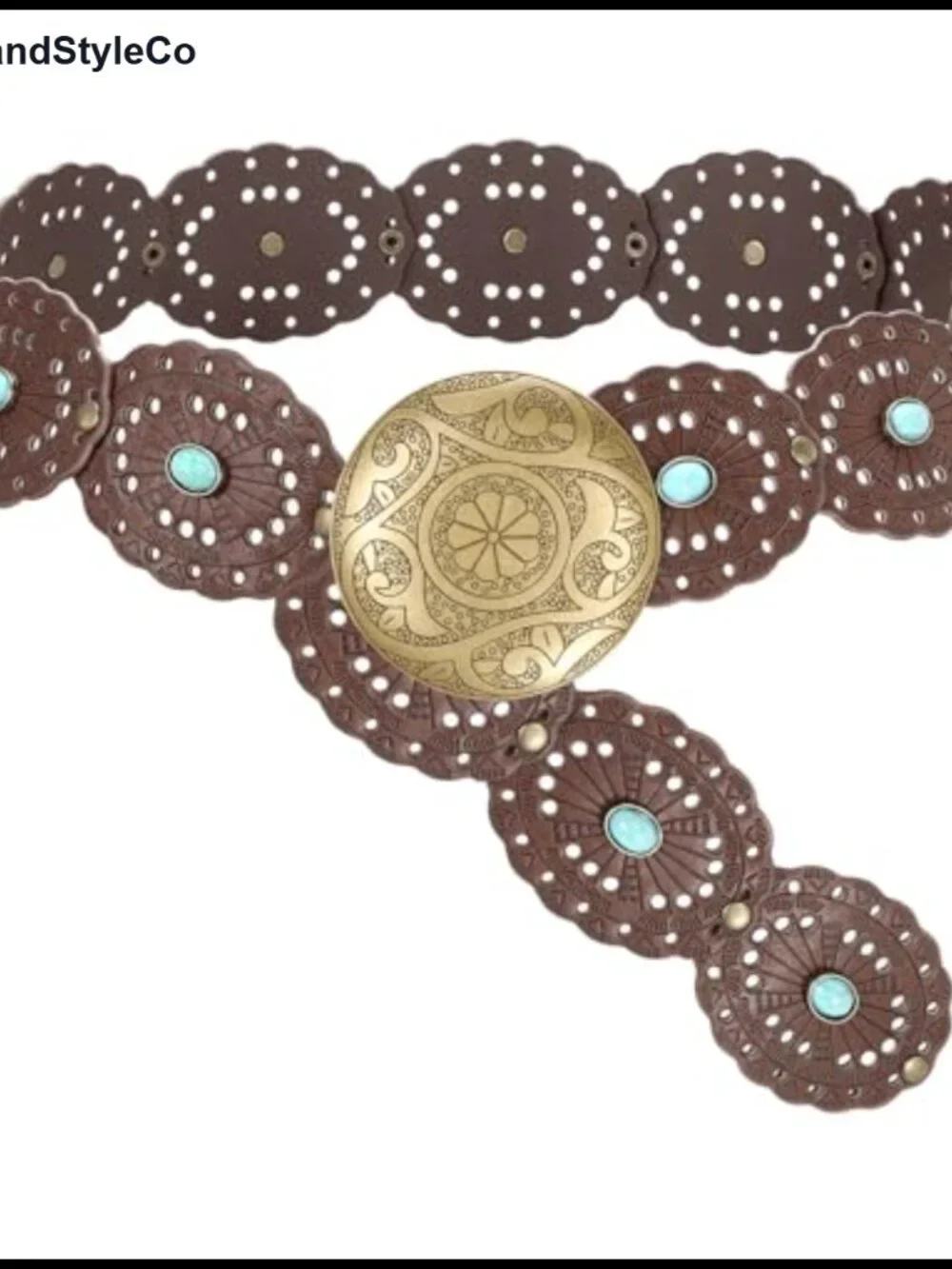 Western Disc Belt with Turquoise PU Leather Cowgirl Belt for Women